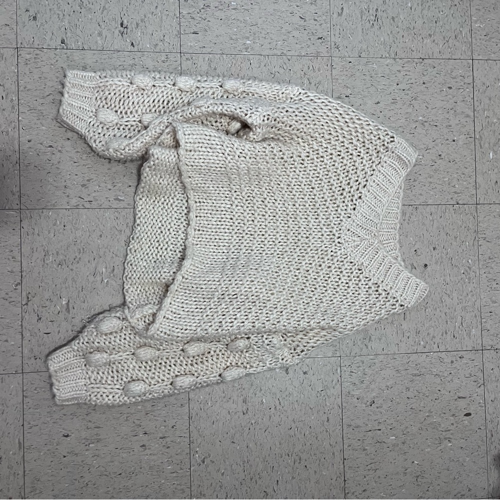 FAVLUX Cream Chunky Knit Off-the-Shoulder Sweater